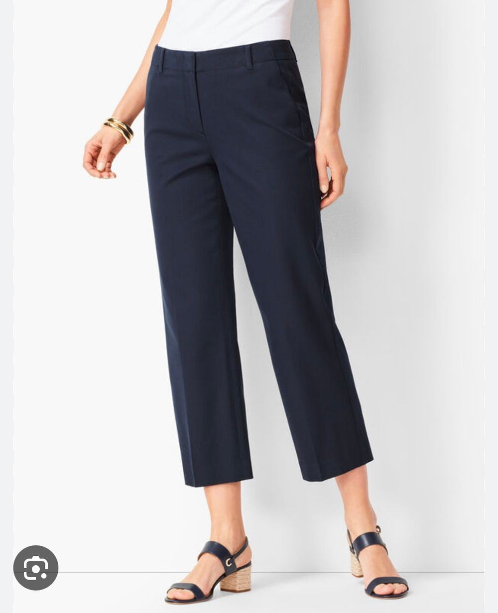 Talbots Chelsea black cropped straight leg slack pants womens 4 Petites NEW